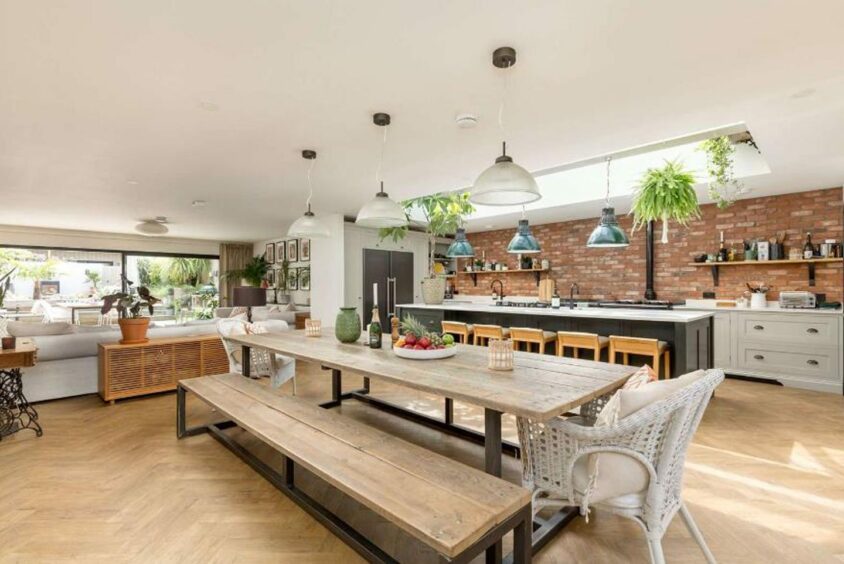 The kitchen/dining room area the home on The Scores, St Andrews. 