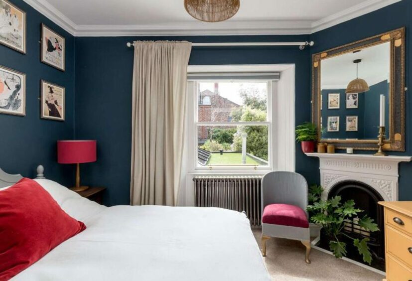 One of the two guestrooms at the the home on The Scores, St Andrews. 