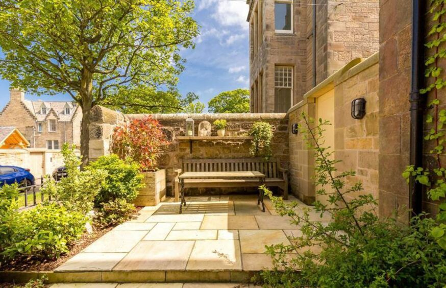 The front courtyard at the £4m home on The Scores, St Andrews. 