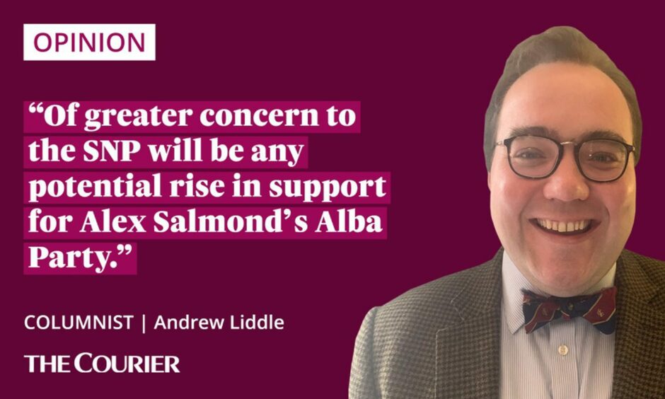 The writer Andrew Liddle next to a quote: "Of greater concern to the SNP will be any potential rise in support for Alex Salmond’s Alba Party."