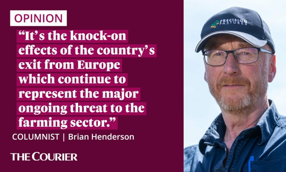 The writer Brian Henderson next to a quote: "It's the knock-on effects of the country’s exit from Europe which continue to represent the major ongoing threat to the farming sector."