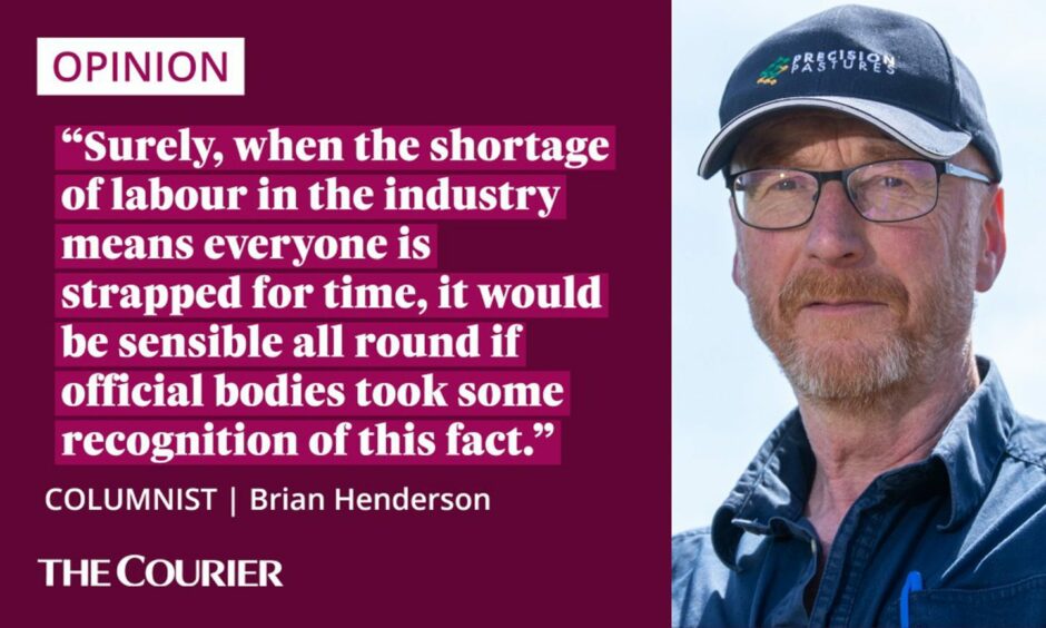 The writer Brian Henderson next to a quote: "Surely, when the shortage of labour in the industry means everyone is strapped for time, it would be sensible all round if official bodies took some recognition of this fact."