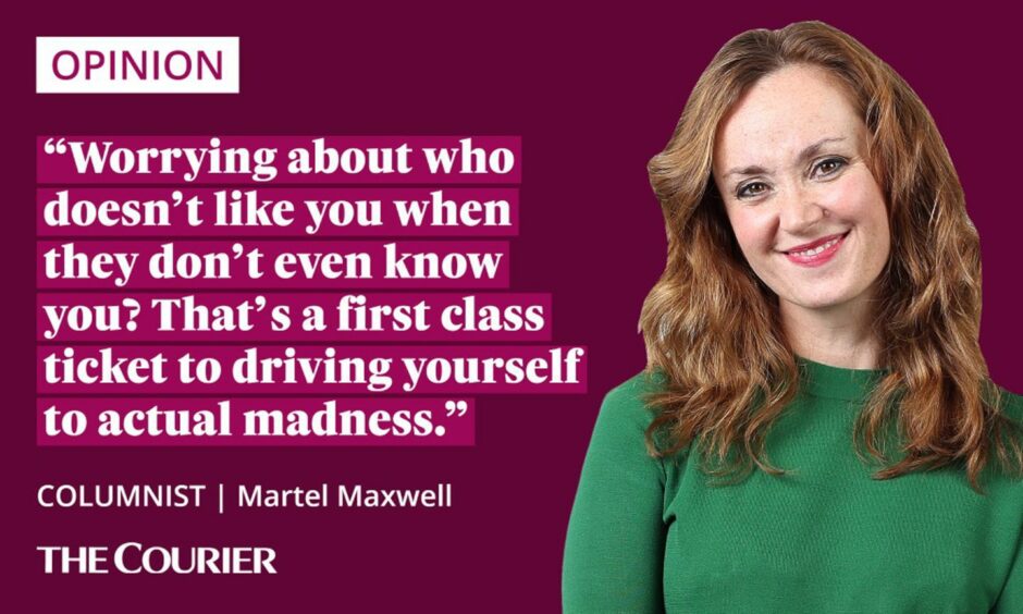 The writer Martel Maxwell next to a quote: "Worrying about who doesn't like you when they don't even know you? That's a first class ticket to driving yourself to actual madness."