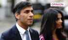 Prime Minister Rishi Sunak and his wife Akshata Murty arrive at a party in London.