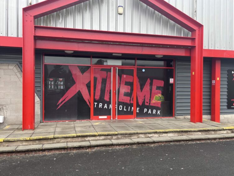 A security guard was sitting inside the premises following the trampoline park's closure. Image: Laura Devlin/DC Thomson