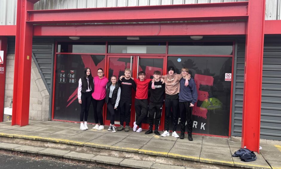 Staff outside Xtreme Trampoline Park in Glenrothes
