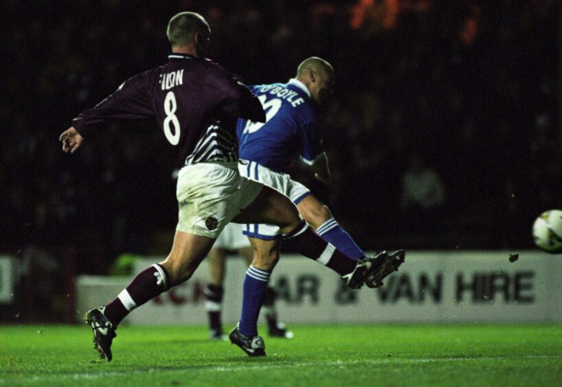 George O'Boyle scores for St Johnstone in a League Cup semi-final. 