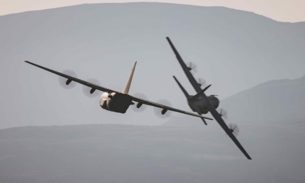 Three Hercules aircraft are doing a farewell fly past over the UK.