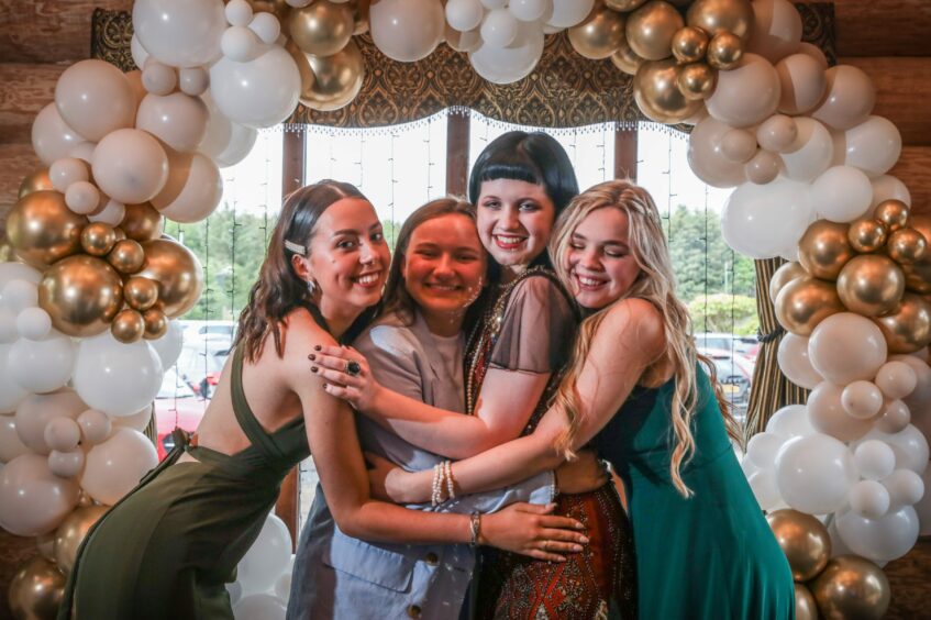 Ready for prom, Grove Academy pupils Ellie Melhuish, Flis Millard, Miya Louden and Eleanor Bayne.