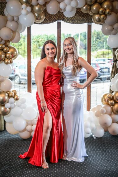 Grove Academy pupils Erin Mayes and Megan McPherson.