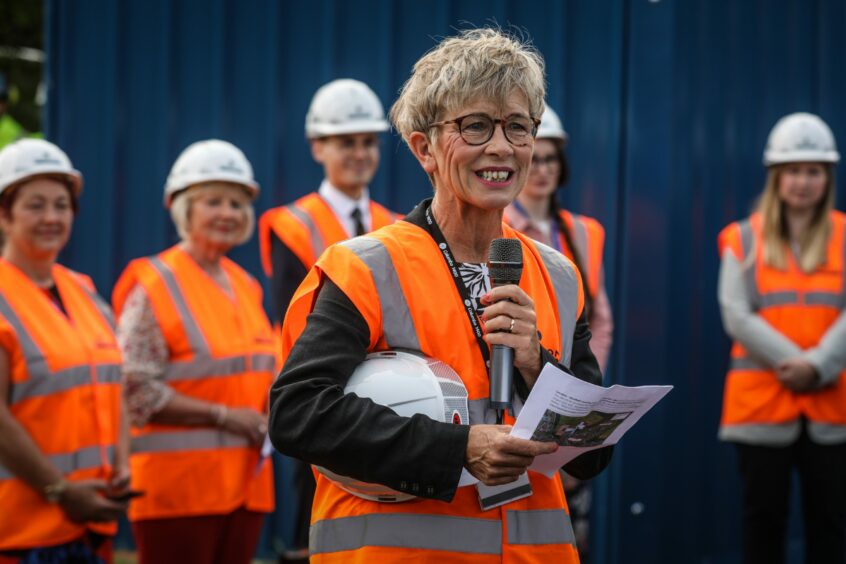 Angus Council chief executive Margo Williamson at Monifieth High project start.