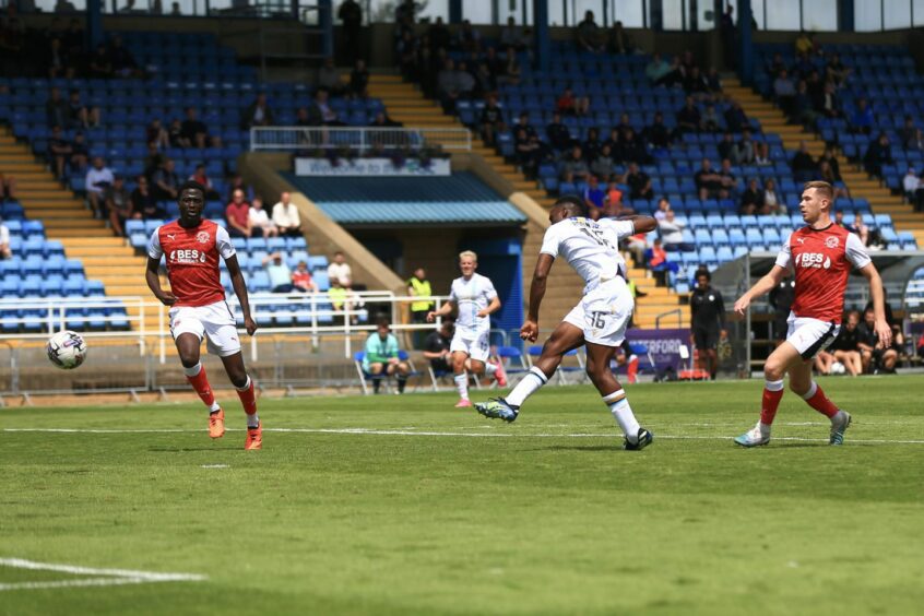 Zach Robinson makes it 1-0. Image: David Young.