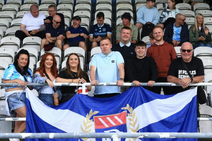 Dundee fans at the Fleetwood friendly. Image: David Young.