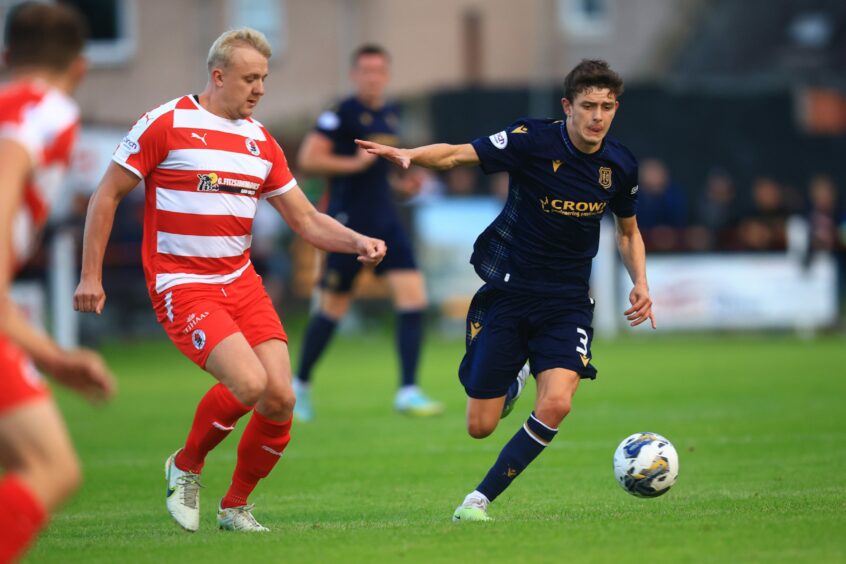 Owen Beck made his full Dundee debut at Bonnyrigg Rose. Image: David Young/Shutterstock