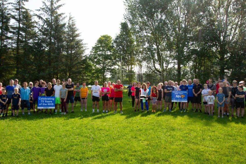 Participants at the Forfar parkrun for NHS 75th anniversary.