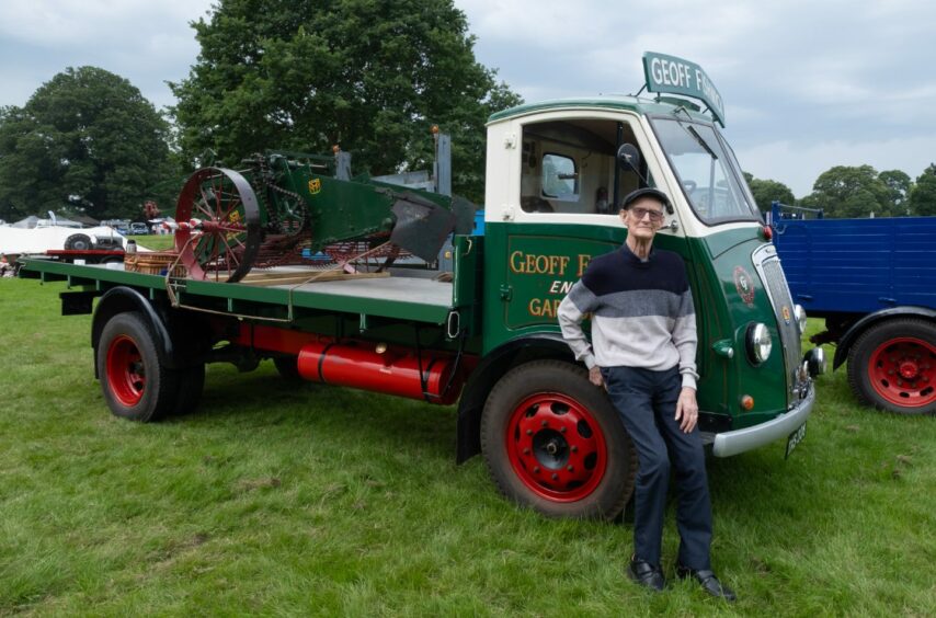 Geoff Fishwick, 92, with restored Morris FV Commercial at Glamis Extravaganza.