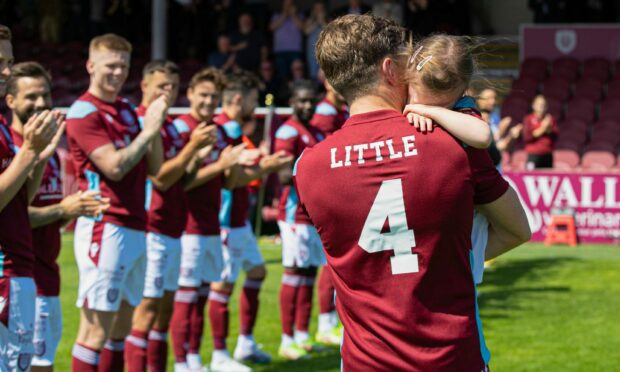 Ricky Little stars in his Arbroath FC testimonial match. Image: SNS