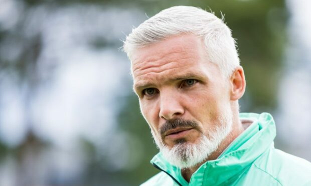 Jim Goodwin speaks to the media at Dundee United's St Andrews base