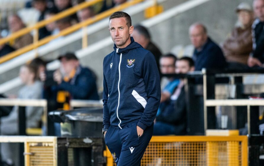 St Johnstone boss Steven MacLean watches his side in action against East Fife.