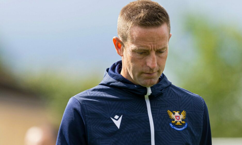 St Johnstone manager Steven MacLean at full-time on Saturday.