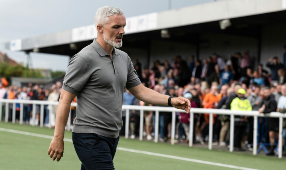 Dundee United boss Jim Goodwin at Spartans. Image: SNS