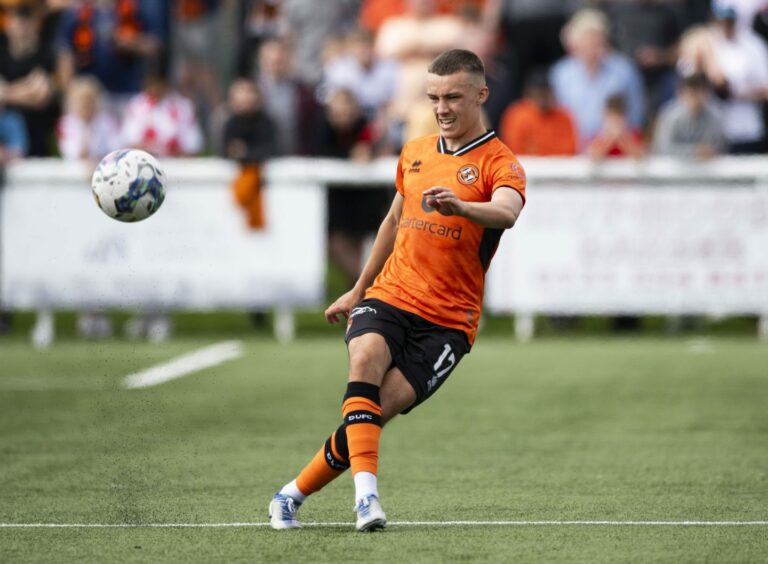 Dundee United's Archie Meekison in action for Dundee United against Spartans