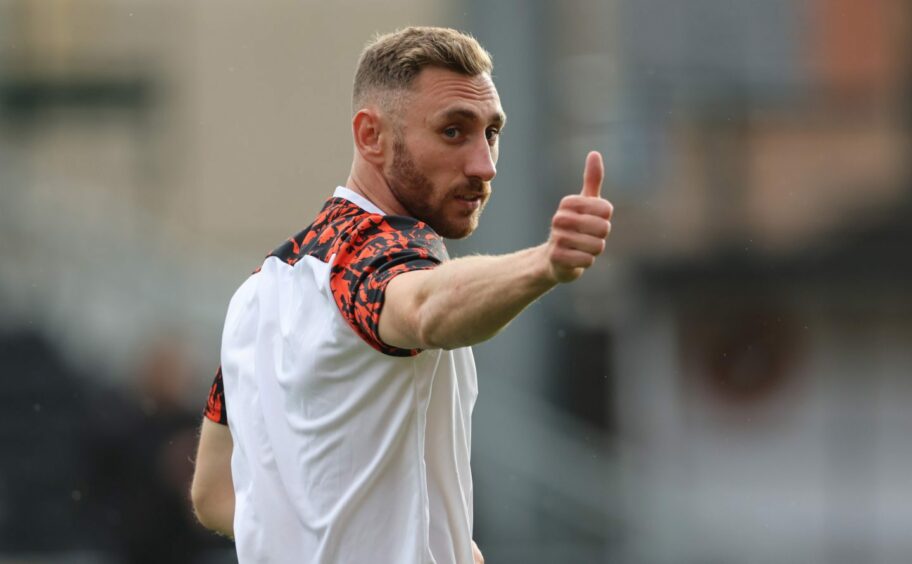 Louis Moult is pictured on his return to Scottish football. 