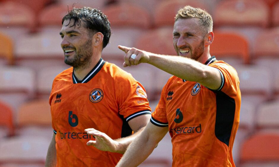 Tony Watt and Louis Moult of Dundee United FC