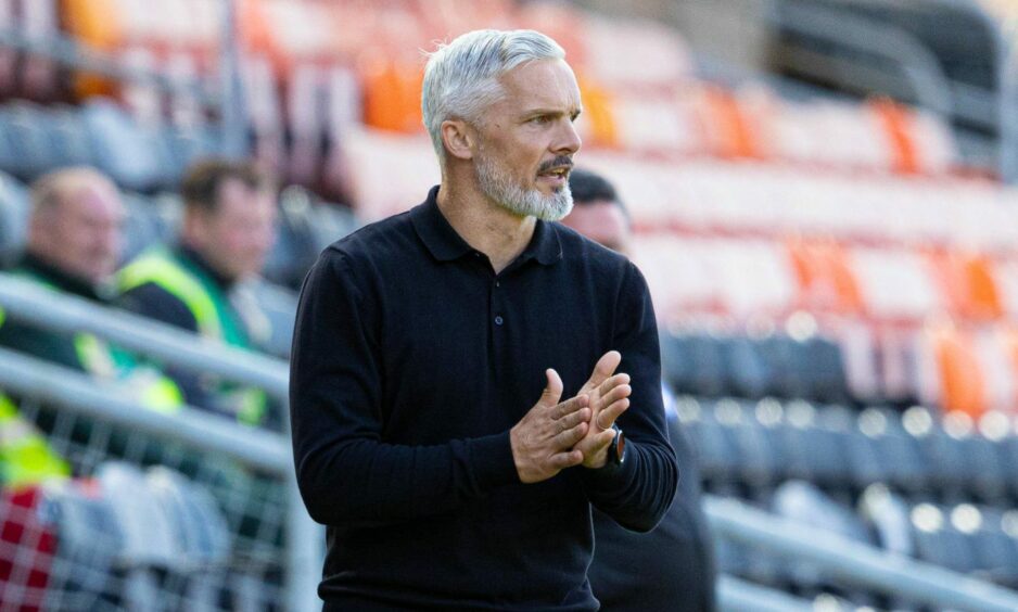 Dundee United boss Jim Goodwin pictured during Viaplay Cup win over Peterhead.