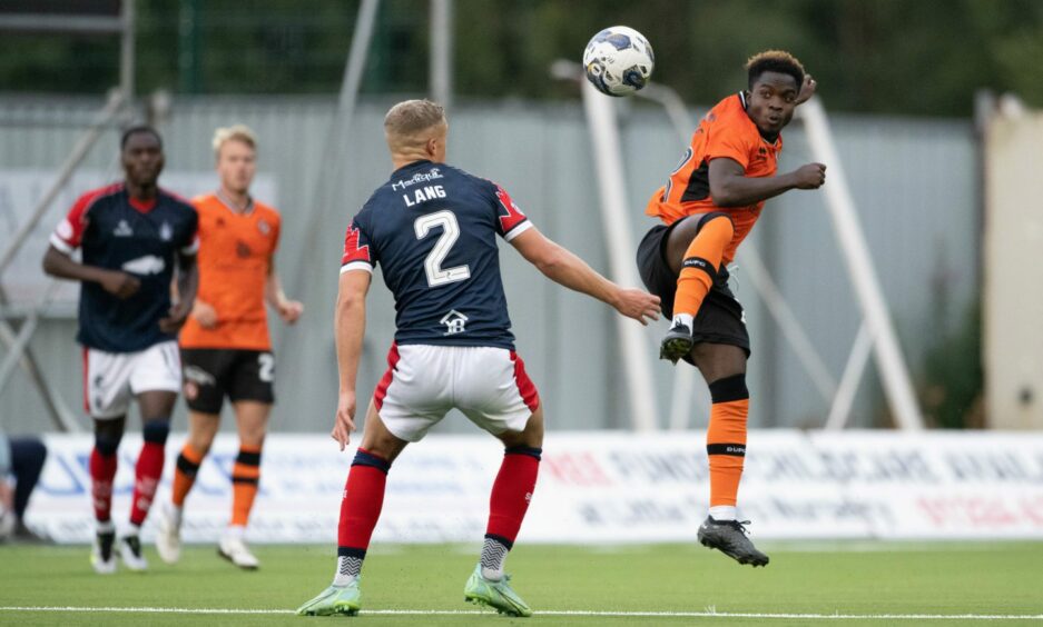 Mathew Cudjoe in action for Dundee United against Falkirk