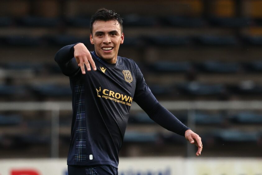 Diego Pineda got off the mark against Dumbarton. Image: SNS
