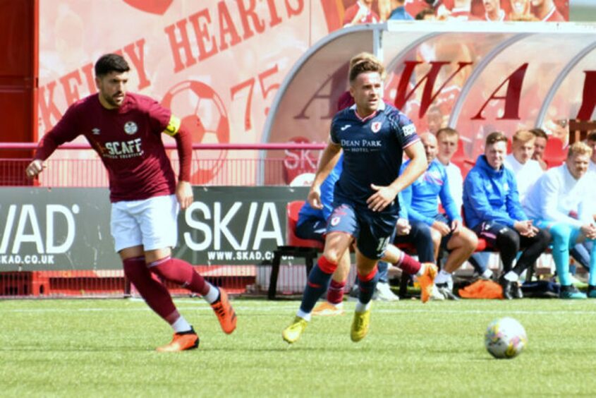 Lewis Vaughan in action for Raith Rovers versus Kelty Hearts. Image: Raith Rovers.