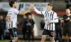 Taylor Sutherland (right) in action for Dunfermline at the start of the season. Image: Craig Brown / DAFC.