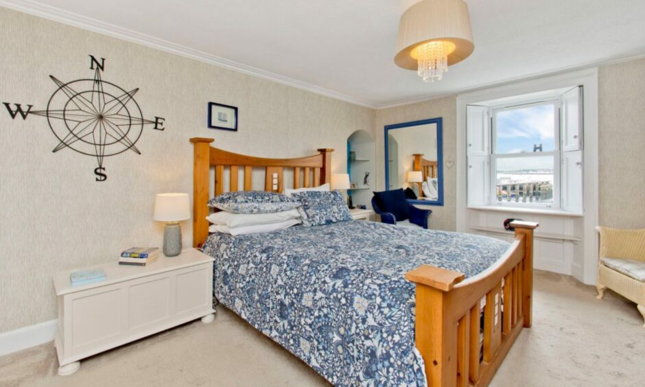 One bedroom in the Broughty Ferry home.