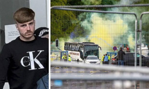 Aiden Edwards was found guilty of being involved in a disorderly crowd at McDiarmid Park