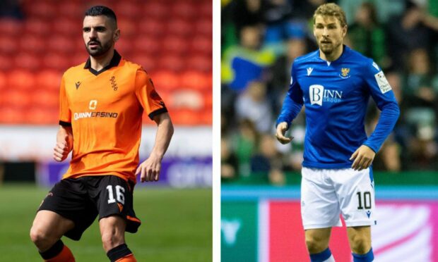 Aziz Behich and David Wotherspoon, representing Dundee United and St Johnstone