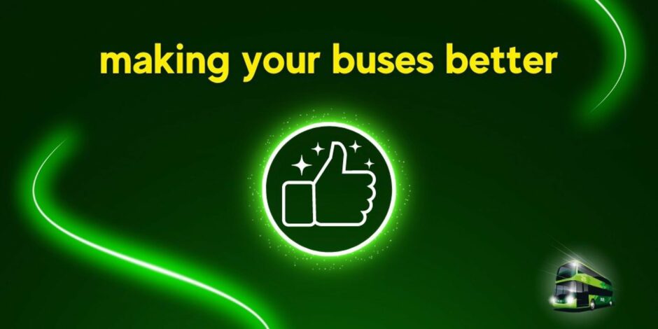 green Xplore Dundee graphic with a thumbs up sign reads "making your buses better"