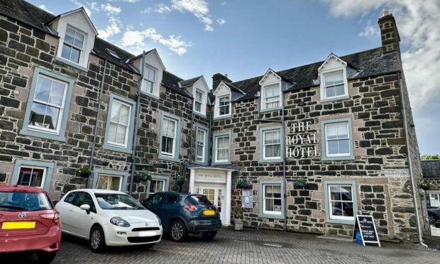 The exterior of the Royal Hotel and Melville Bar in Comrie, which are up for sale .