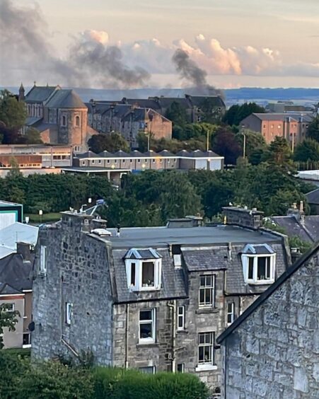 Plumes of smoke can be seen in the Dunfermline skyline from the fire.