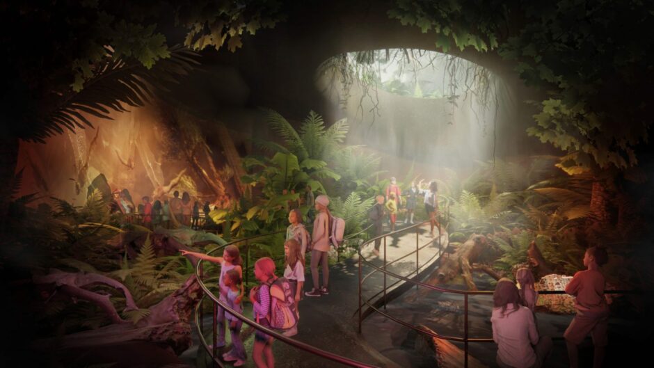 An artist's impression showing how entering the existing gas container will feel like going underground. Image: The Eden Project