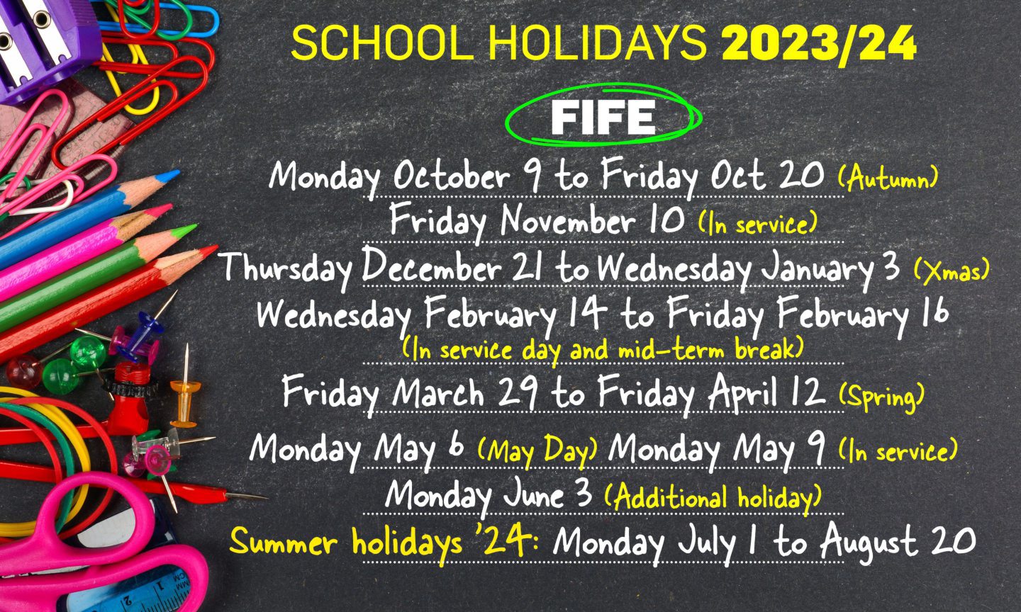 Fife school holidays 2023/2024 with printerfriendly calendars