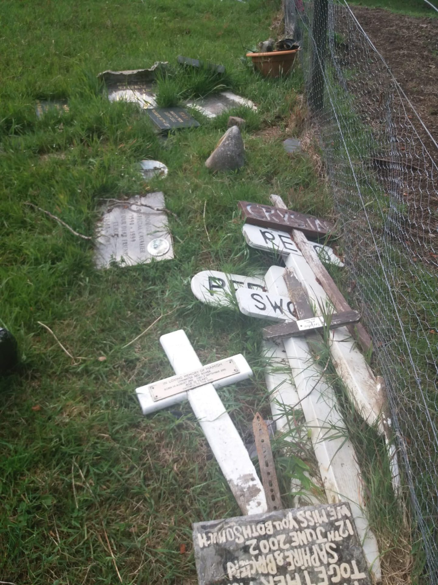 Some of the gravestones and burial points have been put aside. Image: Supplied.