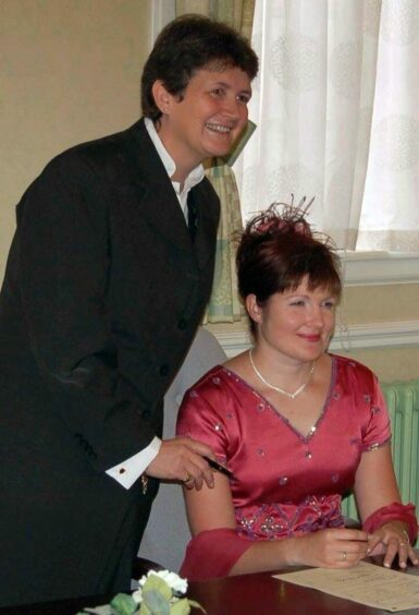 Jane Morrison (left), and her wife Jacky Morrison-Hart who died in October 2020, aged 49, after contracting coronavirus while at Ninewells Hospital in Dundee.