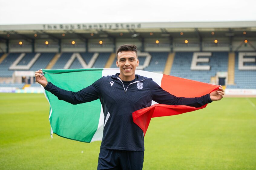 Dundee striker Diego Pineda is a former Mexico youth international. Image: Kim Cessford/DCT