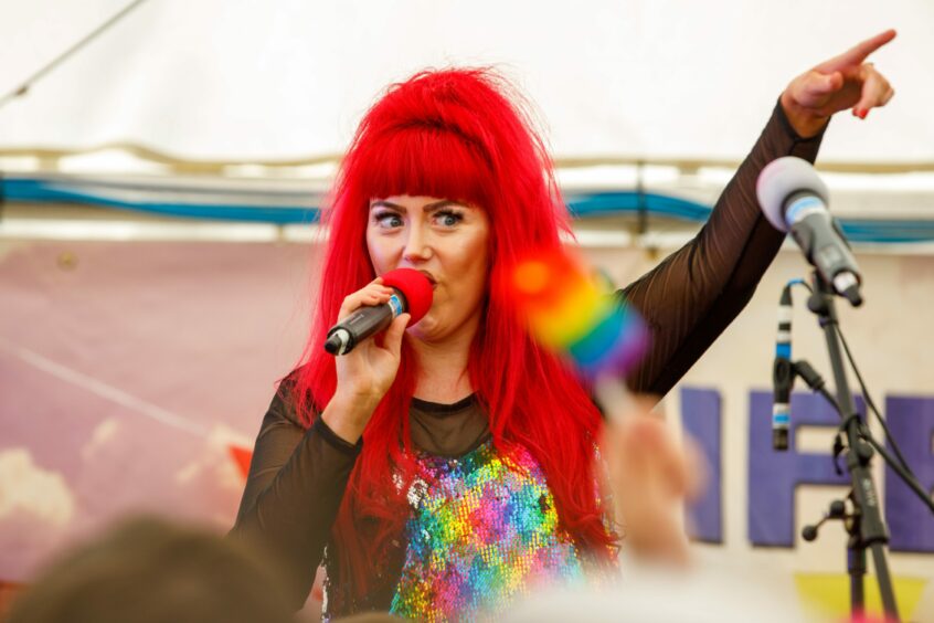 Singer Demi McMahon at Fife Pride in 2023.