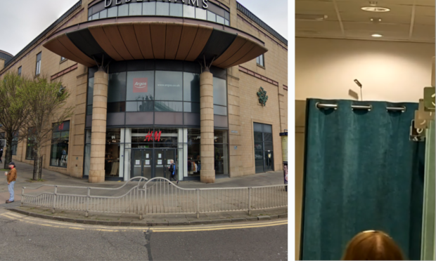 A shopper claims to have witnessed a man using an extendable mirror to spy on people using the changing rooms in H&M's Dundee store.