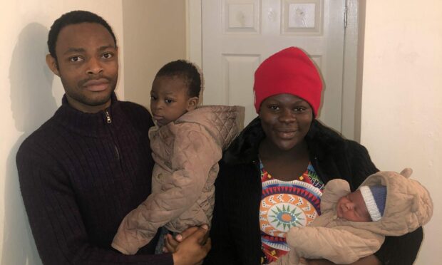 The Ogbonnaya family - John, Blessing and John junior - welcomed Joshua on Sunday. Image: James Simpson/DC Thomson