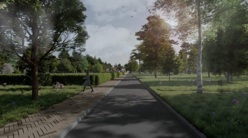 The proposed facility would be surrounded by a landscaped memorial garden. Image: Dignity Plc.
