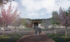 An artist impression of the entrance to the proposed new crematorium building in Glenrothes. Image: Dignity Plc