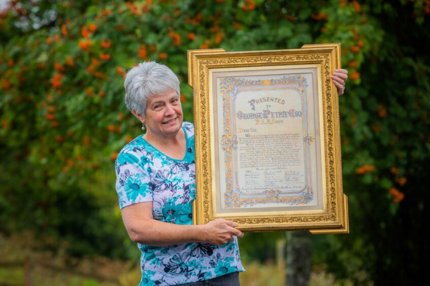 Decorative manuscript presented to Dundee businessman George Petrie.